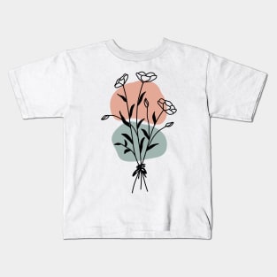 Abstract botanical One Line Art Flowers Kids T-Shirt